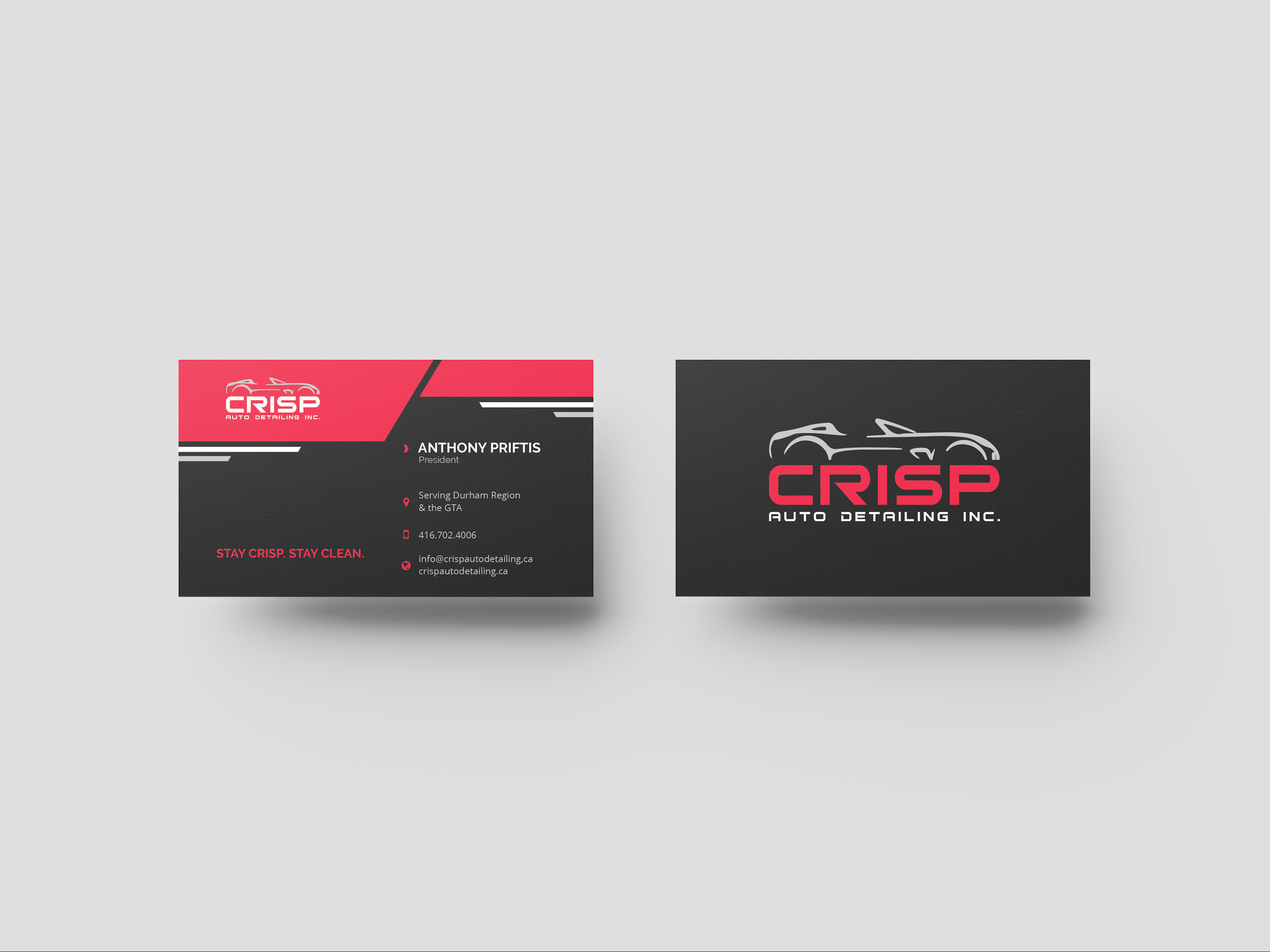 Crisp Auto Detailing Inc. Business Cards Chamber 9 Design